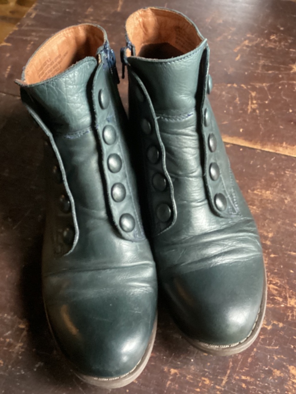 MIZ MOOZ 9.5 ANKLE BOOTS GREEN EDWARDIAN VICTORIAN STYLE LEATHER - Picture 6 of 11